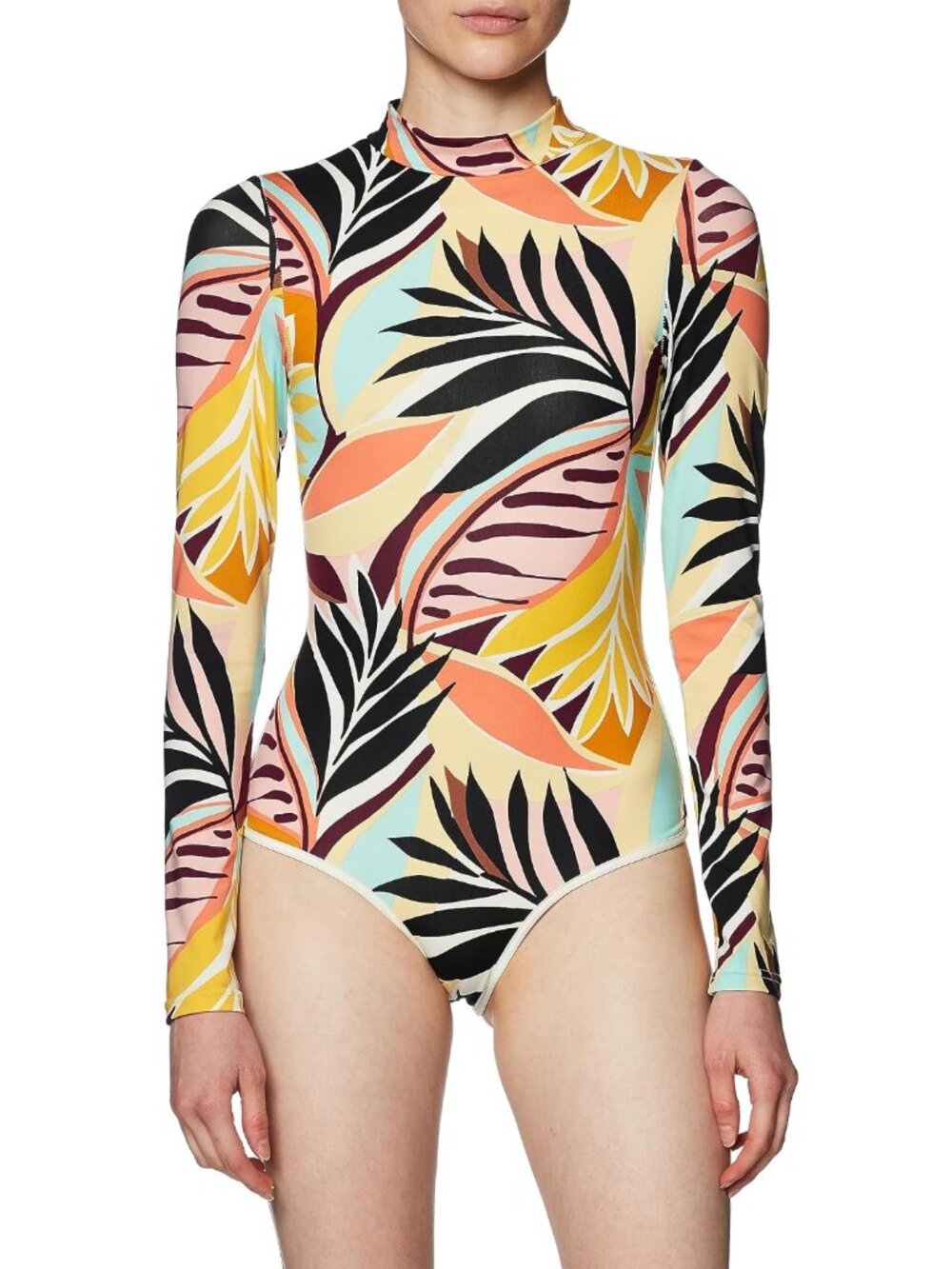 2/$30 Hurley OAO Long Sleeve Retro Surf Suit 1-Piece Swimsuit Floral Pop #A4448